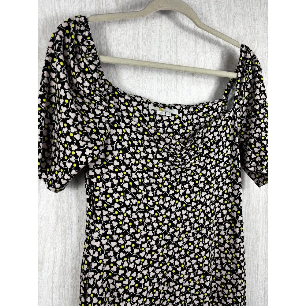 Boden Sweetheart‎ Dot Midi Dress 6 Black White Yellow Floral Boho - Picture 6 of 8